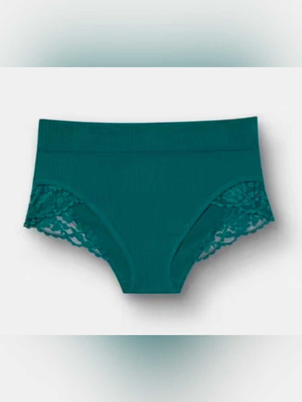High-Waist Lace-Trim Briefs in Green